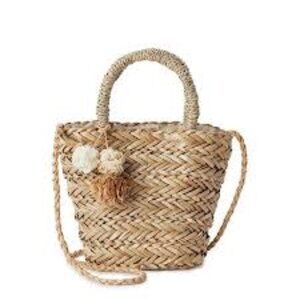 eliza may rose by hatattack Crossbody mini tote bag with pom pom